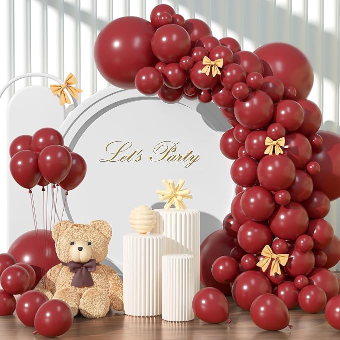 135pcs Ruby Red Balloon Arch Kit Different Sizes of 18 12 10 5 Inch off Red by YISHEBAPA