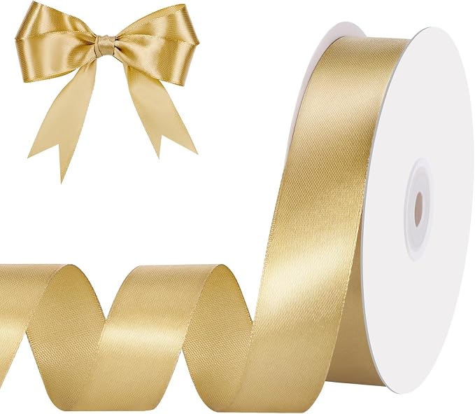 woric Gold Ribbon 1 Inch 50 Yards Gold Satin Ribbon Gift Bows | Wedding Floral by woric