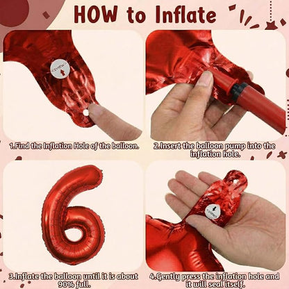 Red Number 6 Balloon 40 Inch, Foil Numeral - Image 5