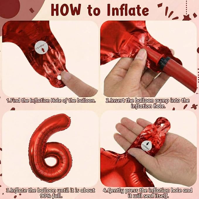 Red Number 16 Balloon 40 Inch, Foil Numeral - Image 5