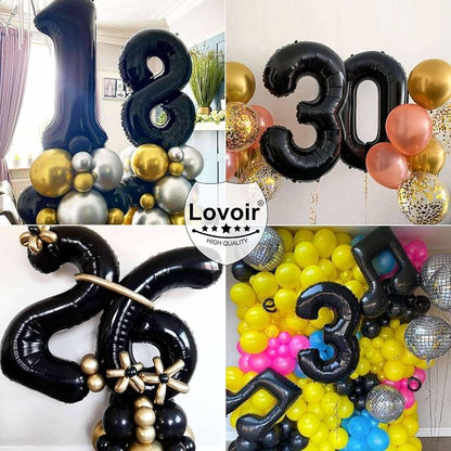 Black 60 Number Balloons, 40 Inch Giant Number 60 Balloons Foil Mylar Helium - Image 7