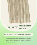SURNEL Tape in Hair Extensions Human Hair Ash Blonde Highlight Bleach Blonde Tape in hair extensions 18 inch 20pcs 50g(#18P613-18)