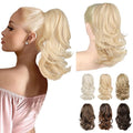 Ponytail Extension - 14" Claw Clip in Ponytail Hair Extensions Natural Soft Synthetic Layered Wavy Pony Tail Hair Pieces for Women - Light Blonde