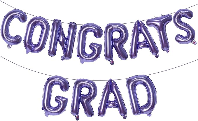 16 Inch Purple Congrats Grad Banner Balloons, Graduation Decorations 2026 by KALOR