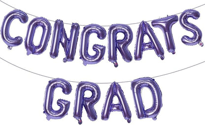16 Inch Purple Congrats Grad Banner Balloons, Graduation Decorations 2026 by KALOR