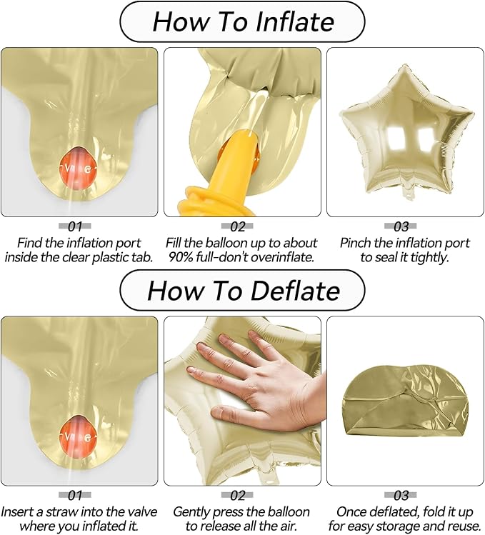 Gold Star Foil Balloons, 18 Inch Metallic Gold Balloons - Image 7