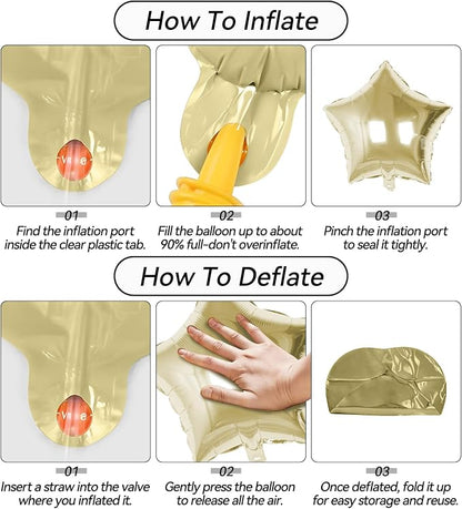 Gold Star Foil Balloons, 18 Inch Metallic Gold Balloons - Image 7