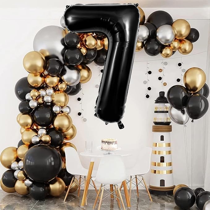 Black Number 7 Balloons 40 Inch Large Foil Balloons, Giant Number Balloon - Image 2