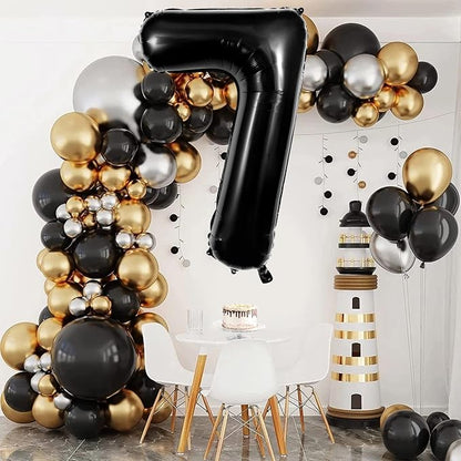 Black Number 7 Balloons 40 Inch Large Foil Balloons, Giant Number Balloon - Image 2