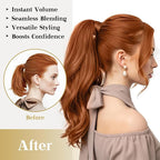 Ve Sunny Hair Extensions Ponytail Real Human Hair 80G Wrap Around Clip in Ponytail Hair Extensions Straight Extensions Human Hair for Women Copper 14inch