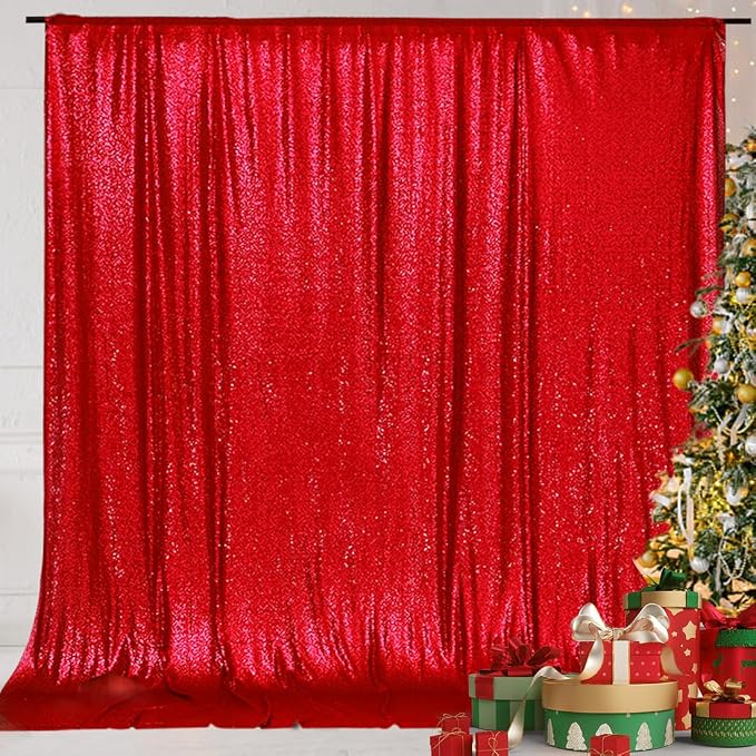 Eternal Beauty Red 3mm Sequin Backdrop 7x7 Ft - Image 4