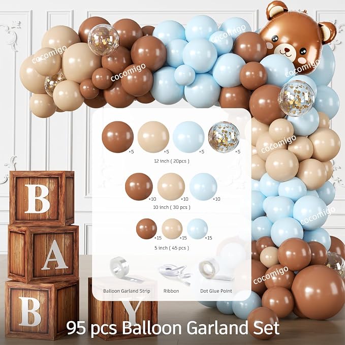213Pcs cocomigo Blue Baby Boy Shower Decorations Tableware Set, 25 Serves | - Image 7