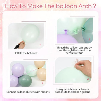 157pcs Pastel Pink and Purple Balloon Arch Garland Kit - Image 3