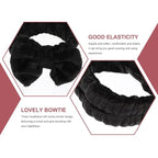 Water Absorbent Makeup Headbands and Wristbands Soft Wide Spa Hairbands for Women Non-slip Comfortable Face Cleaning and Bath Accessories Black Hair Wrap Kit