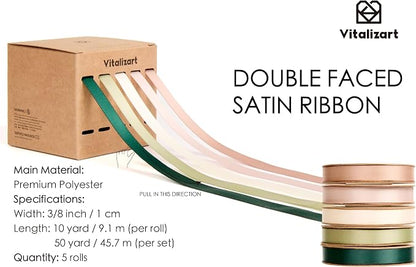 Vitalizart Ribbons for Crafts 3/8" x 50 Yd Satin Ribbon Double Face Gift - Image 2