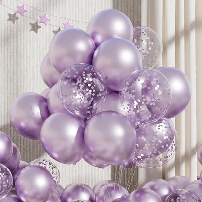 RainbowQ Metallic Light Purple Balloons 55Pcs 12 Inch Confetti Helium Party | by RainbowQParty