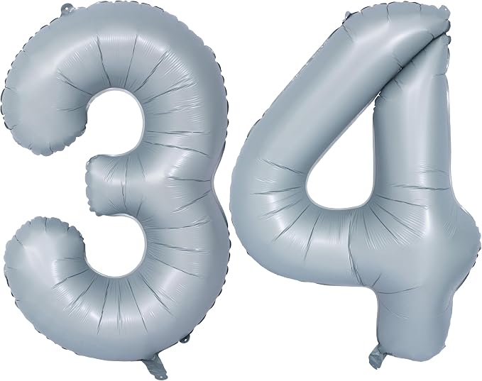 40 In Matte gray Number Balloon Helium Foil Mylar Birthday Balloon Digit 34 | by Exquisitehighqualitypartydecorationstomeetyoureveryneed%EF%BC%81