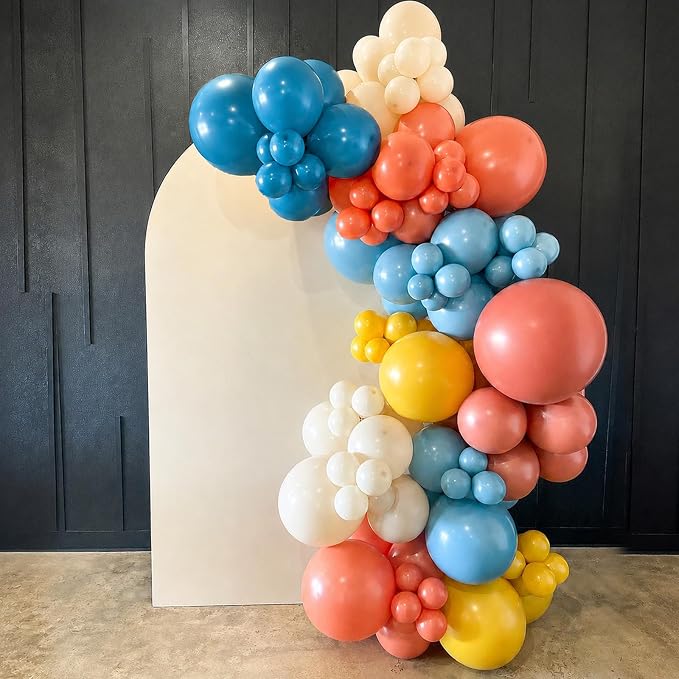 Boho Rainbow Balloons, 12 Inch Retro Colorful Balloons Dusty Blue Sage Green - Image 8