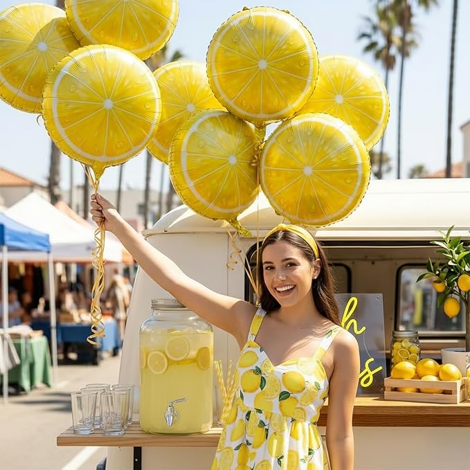 6 Pcs 18" Lemon Foil Balloons, Sliced Lemonade Supplies, Main Squeeze Bridal - Image 5