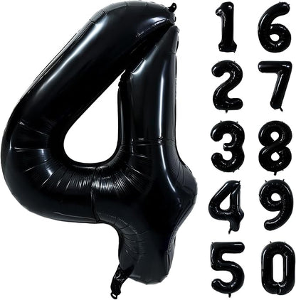 40 inch Black 4 Number Balloon Giant Foil Helium Balloons Black Large Digital by Yeodong