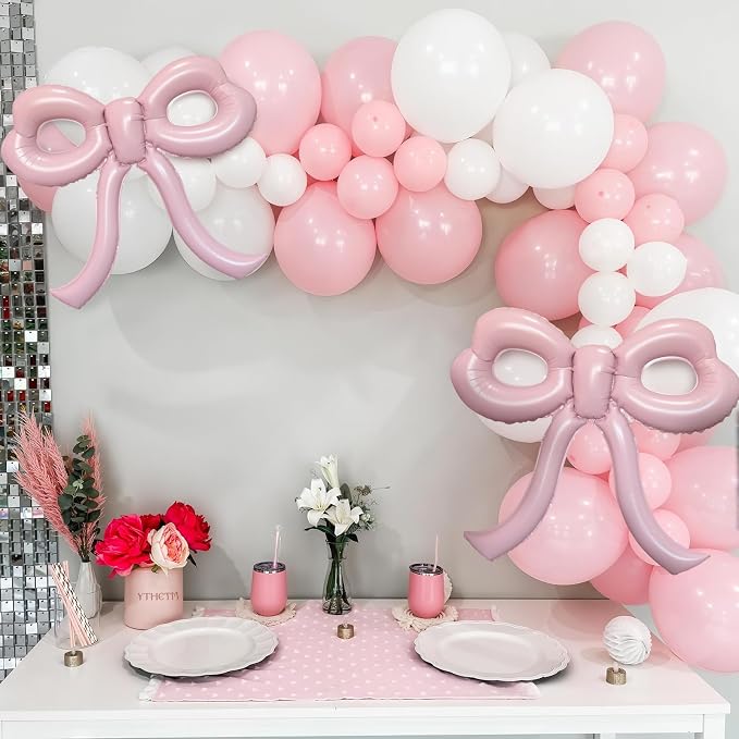 4 Pcs Light Pink Bow Balloons Bow Party Decorations - Image 3