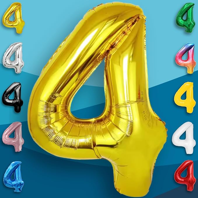 Gold Number Balloon 4 Mylar Foil Balloons 16 inch - Image 2