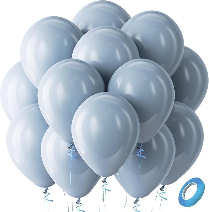 Bezente Dusty Blue Balloons Latex Party Balloons 100 Pack 12 inch | Haze Blue by Bezente