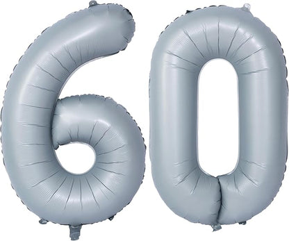 40 In Matte gray Number Balloon Helium Foil Mylar Birthday Balloon Digit 60 | by Exquisitehighqualitypartydecorationstomeetyoureveryneed%EF%BC%81