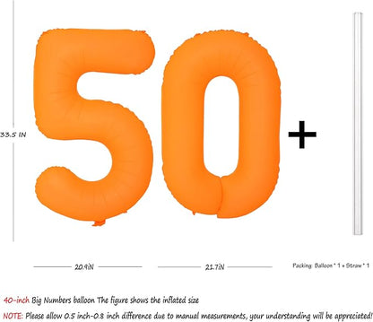 Orange Birthday Number 50 Balloon 40IN Fluorescent Orange 50 Balloon | - Image 2