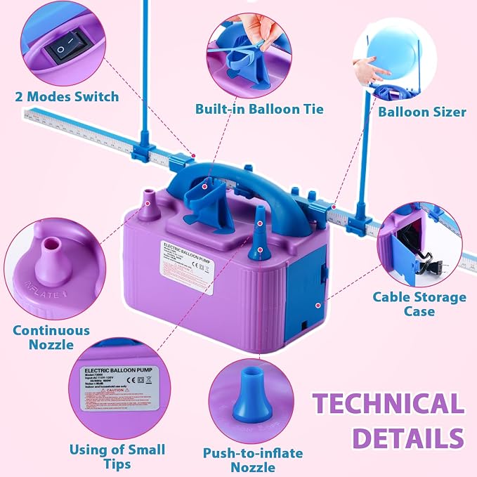 Party Zealot Electric Balloon Inflator Dual Nozzles - Image 8