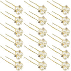 WILLBOND 18 Pcs Pearl Hair Pins Bridal Wedding Hair Accessories Crystal Bobby Pin for Brides Bridesmaids Flower Women Girls(Gold)