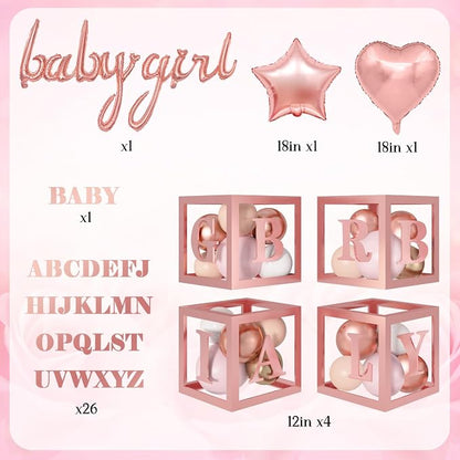 Amandir 135pcs Rose Gold Balloons Pink Girl Baby Shower Decorations | Butterfly - Image 3