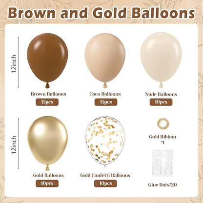 60pcs Brown and Gold Balloons for Neutral Bridal Shower, Baby Shower Party - Image 2