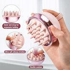 2 in 1 Scalp Massager Hair Growth,Scalp Scrubber with Soft Silicone Bristles for Dandruff Removal,Shampoo Brush for Exfoliation,Head Massager for Both Wet and Dry Use (Pink)