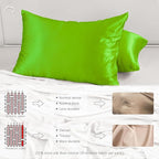 PROMEED 23 Momme Silk Pillowcase 2 Pack with Zipper, 3rd Gen Grade 6A+ 100% Mulberry Silk Pillow Case Set of 2,Silk Cooling Pillow Cases for Hot Sleepers (King 20"x36", Green)