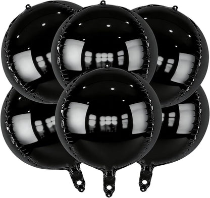 6pcs Black Foil Balloons 22inch Round Balloons by Namyoo
