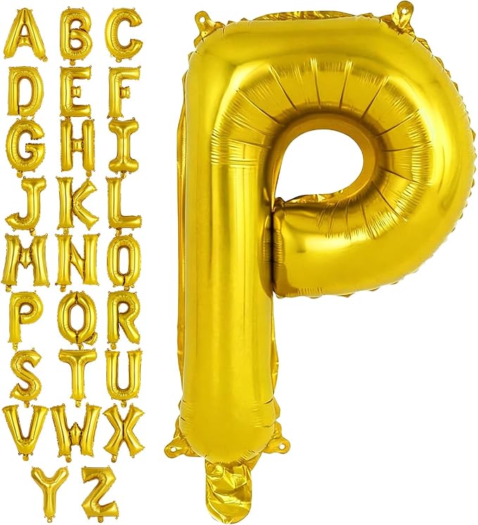Gold Letter P Balloons, 40 Inch Large Foil Letter Balloons, Custom Phrase by YOTHORN