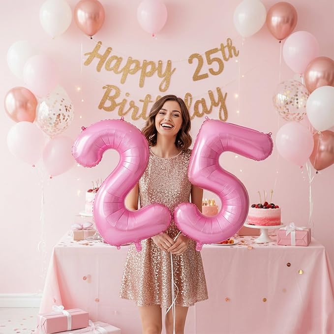 Pink Number 25 Balloons, Big Large Foil Number Balloons, Jumbo Giant Mylar - Image 6