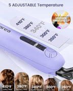 Rotating Curling Iron 3 in 1 Set, Automatic Curling Wand with 3 Interchangeable Ceramic Barrels(0.75" - 1.25"), Instant Heating Hair Culer with 5 Adjustable Temp, Include Heat Resistant Glove & Clips