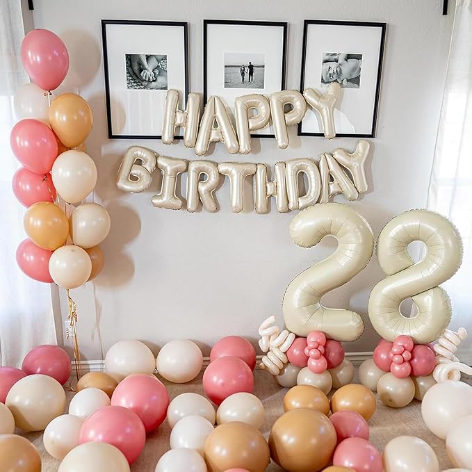 Number 8 Balloon Beige, 40 Inch Large Cream Foil 8 Helium Balloons - Image 4