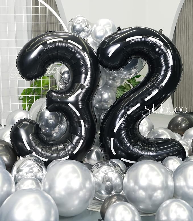 Race Car 40 Inch Black 32 Big Large Helium Balloon Number 0-9 | Track Giant - Image 5