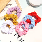 12pcs Cotton Hair Scrunchies Single Jersey Solid Color Ponytail Holders Elastic Hair Ties for Women Accessories (Ginger Yellow)