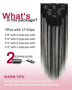 Moresoo Clip in Hair Extensions Black Ombre Grey Remy Double Weft Hair Extensions Clip ins Real Human Hair Balayage Black and Silver for Long Straight 7Pieces 120Grams 24inch