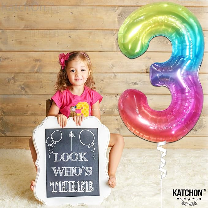 KatchOn, Giant Jelly Rainbow Number 3 Balloon - Image 6