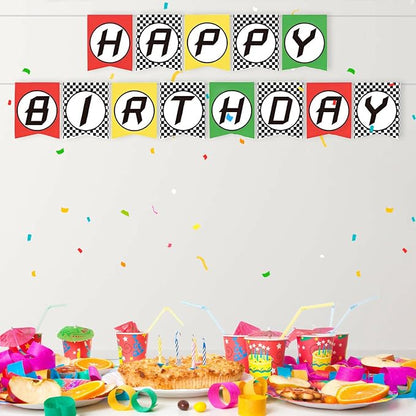 Checkered Happy Birthday Banner Party Decoration - Image 4