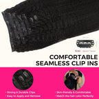 Lashey Seamless Clip in Hair Extensions Human Hair #1 Jet Black Kinky Straight 7pcs 110g 14 Inch PU Weft Hair Extensions Clip ins for Women