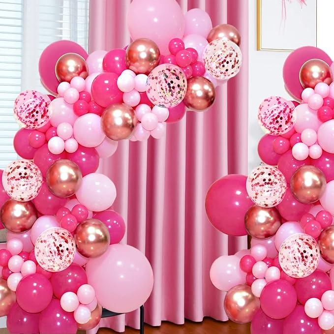 Hot Pink Balloons 100 pcs 12 inch Thicken Latex Hot Pink Balloon Pink Round - Image 9
