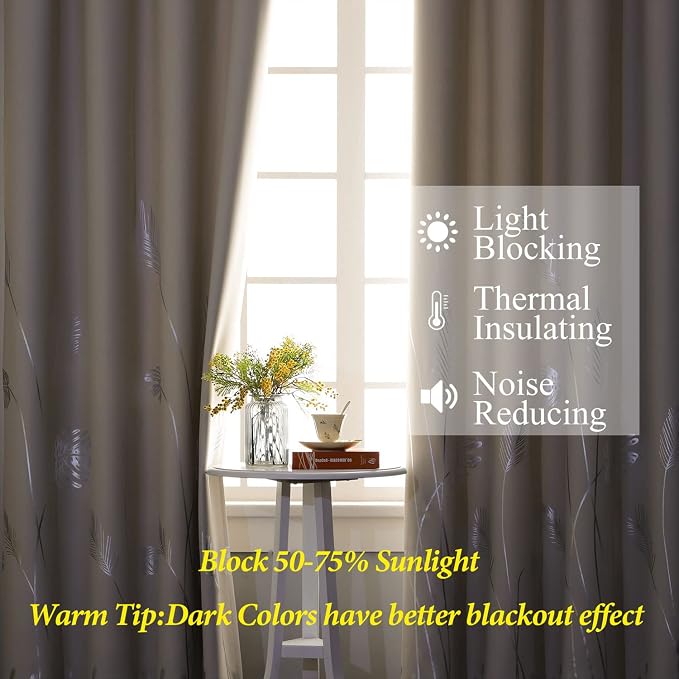 Silver Plam Tree Printed Curtains Light Blocking Curtains Thermal Insulated - Image 6