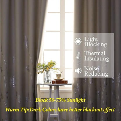 Silver Blackout Curtains Window Curtain Panels - Image 6