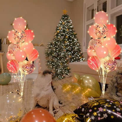2 Sets Balloon Arch Stand with Base and String Light + 26pcs Balloons, Balloon - Image 6